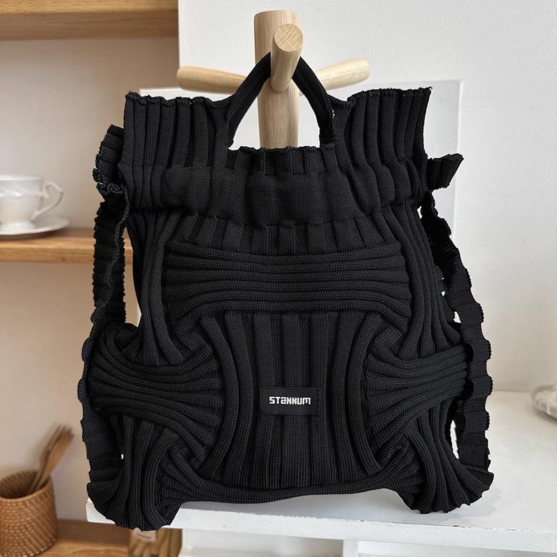 Multifunctional Pleated Elastic Knit Backpack