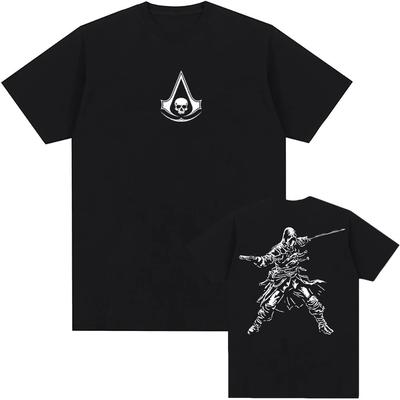 Camiseta Assassin's Creed Black Flag Mapa Resincronizado Unisex Streetwear Casual Cuello Redondo Camisetas de Verano Gráficas Hombres Mujeres Camiseta