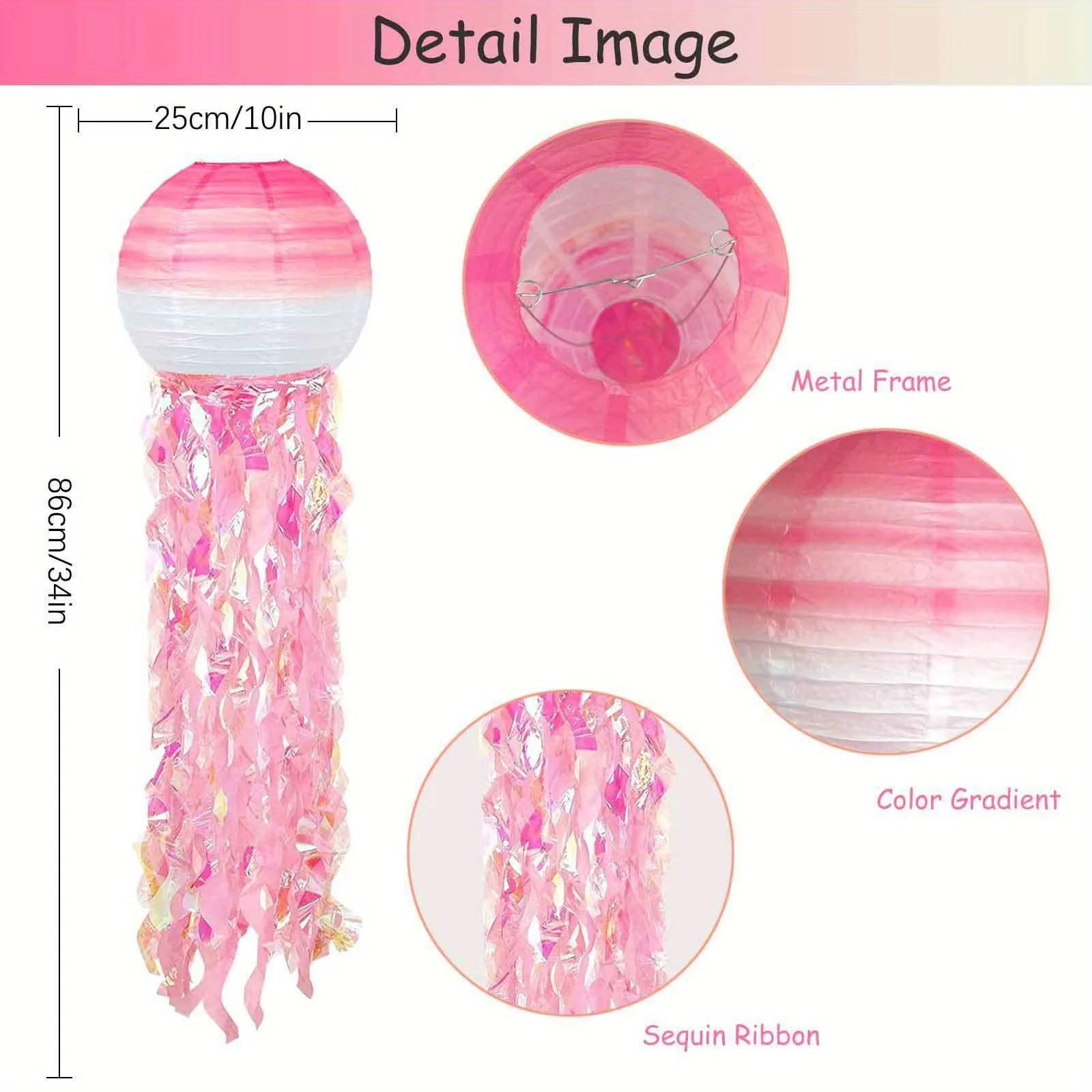 Top Quality New Mermaid Paper Lanterns, Jellyfish Paper Lanterns, Ocean-themed Decorative Party Steel Wire Paper Lanterns others