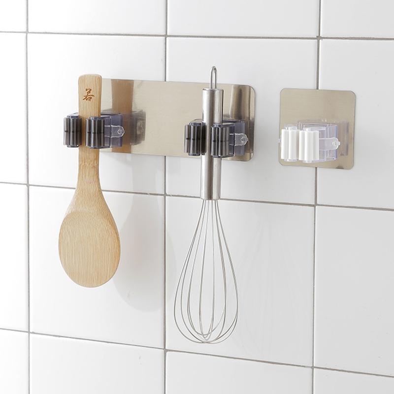 Adhesive Wall Hook Mop Hanger Organizer Broom Holder Wall Mount Mop Holder Stand Hooks Brush Broom Hanger Hook For Bathroom