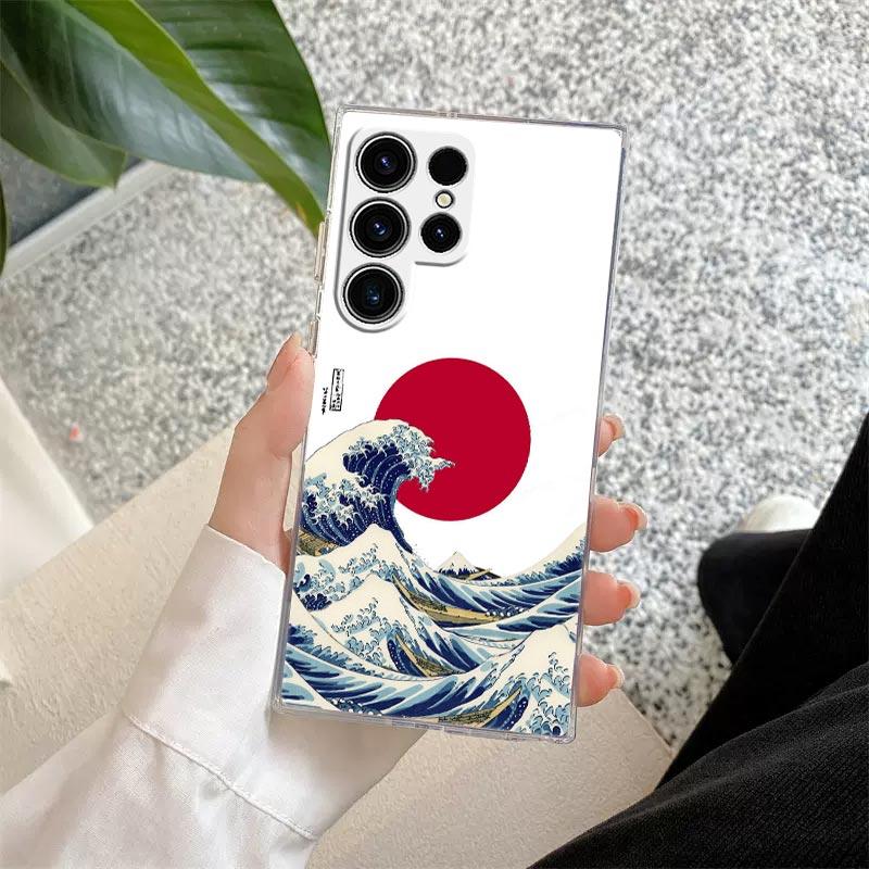 Hokusai Kanagawa Great Wave Phone Case For Samsung Galaxy S24 S23 Ultra S22 S20 S24 Plus S21 FE Clear Cover Japanese Art Fundas