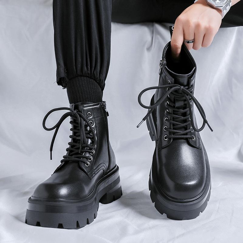 Høst Herremote Tykksålede Formelle Lærsko Merke Klassisk Svart Høy Topp Herre Business Formelle Lærsko Derby Sko