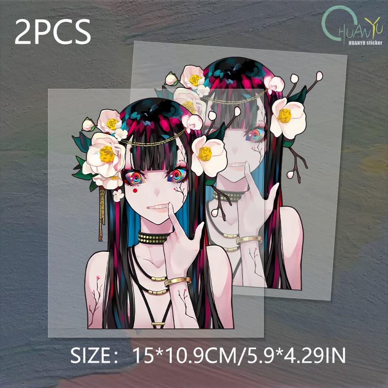 animation anime color girl creative car sticker waterproof reflective sticker car motorcycle sticker 15x10.9cm