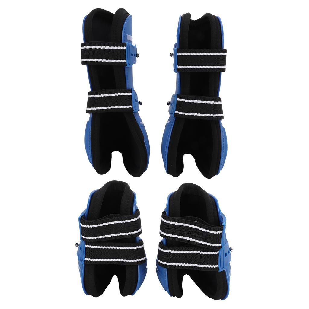 Horse Leg Boots PU Elastic Breathable Thickened Front Hind Horse Leg Protector for TendonBlue Set