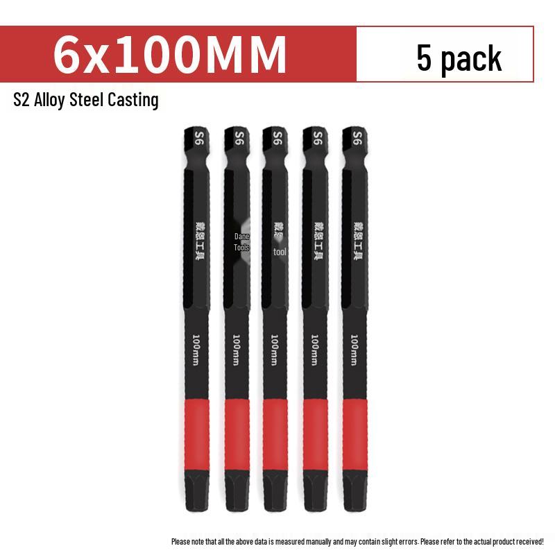 Hexagonal Anti-Slip S2 Alloy Steel Magnetic Screwdriver Bits for Electric Drills