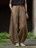 Damen-Retro-Leinenhose mit Batikmuster und weitem Bein im Laternen-Stil