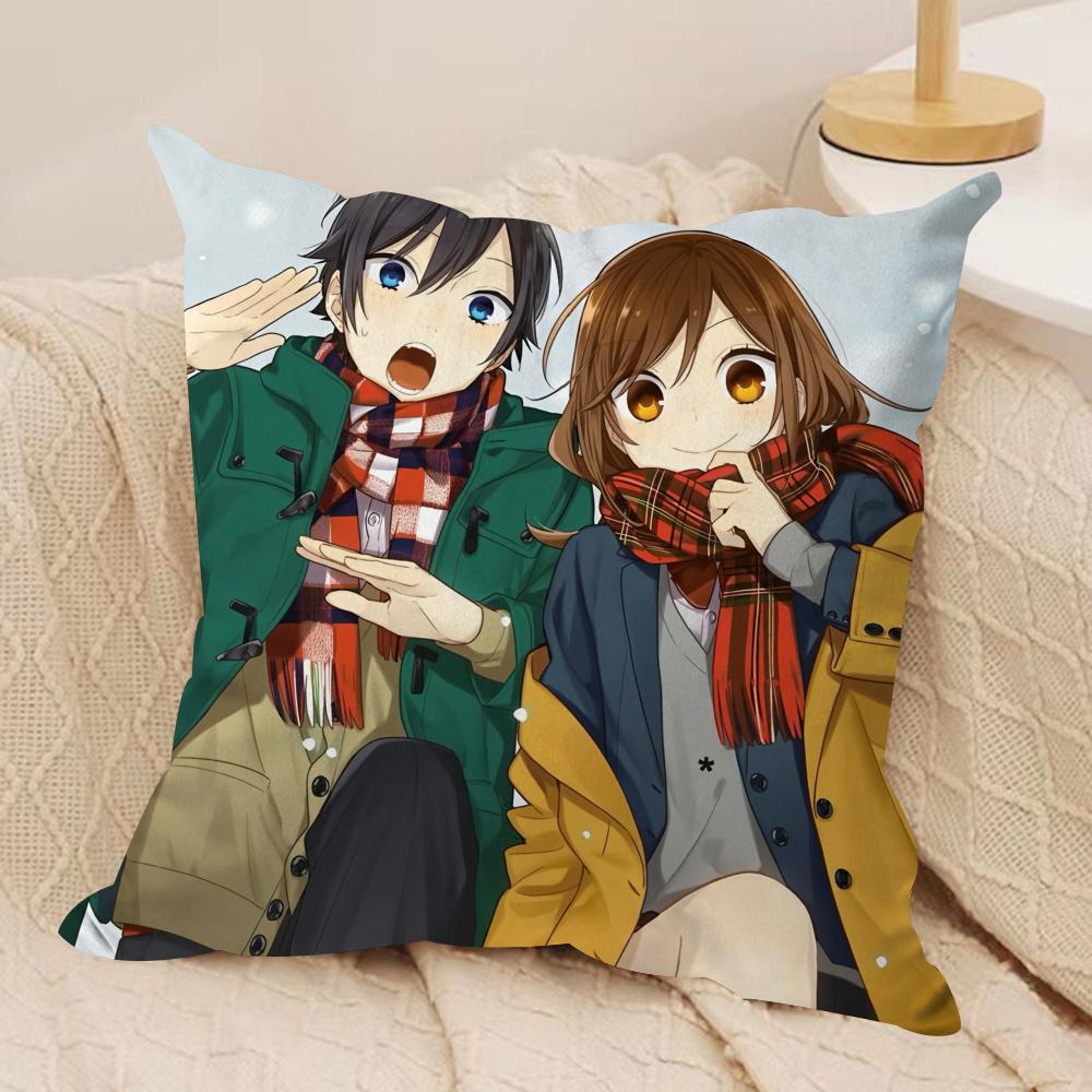 Cartoon H-Horimiya Anime Cushion Cover Soft Plush Double-Sided Printed Sofa Pillow Cushion Cover | All-Season Durable Decor Gift