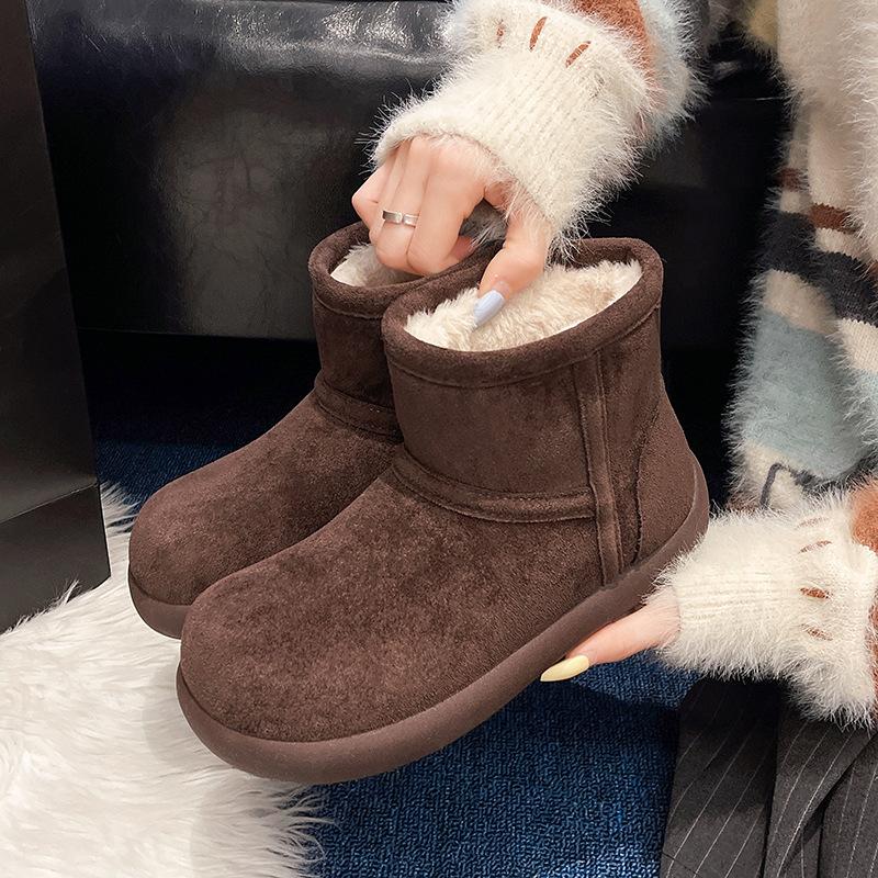 Couple Versatile Snow Boots Women's Autumn and Winter New Thick-soled Velvet Thickened Warm Bread Cotton Shoes Non-slip Short Boots