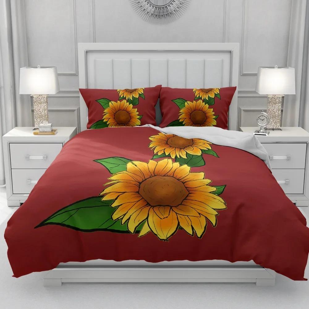 Sunflower Cow Bedding Set Kids Yellow Floral Cattle Duvet Cover King/Queen Size for Girls Teens,Western Bull Decor Quilt Cover