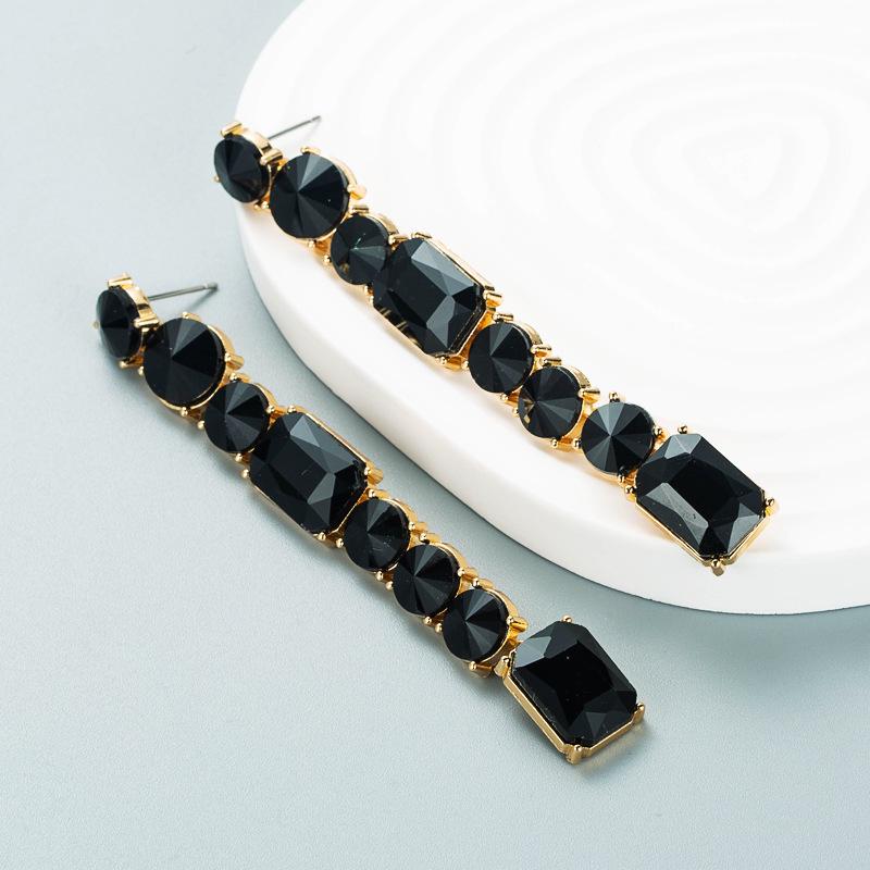 

Shiny Alloy Inlaid Diamond Tassel Earrings - European & American Street Style