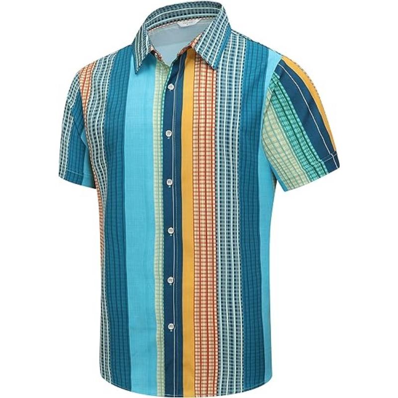 Hawaiian Men's Shirt Unisex Summer Beach Casual Short Sleeved Button Up Shirt Printed Palm Colored Clothing