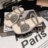 New Rhinestone Bow Slippers Mary Jane Beach Sandals Casual Vacation Outer Slippers Women's Shoes
