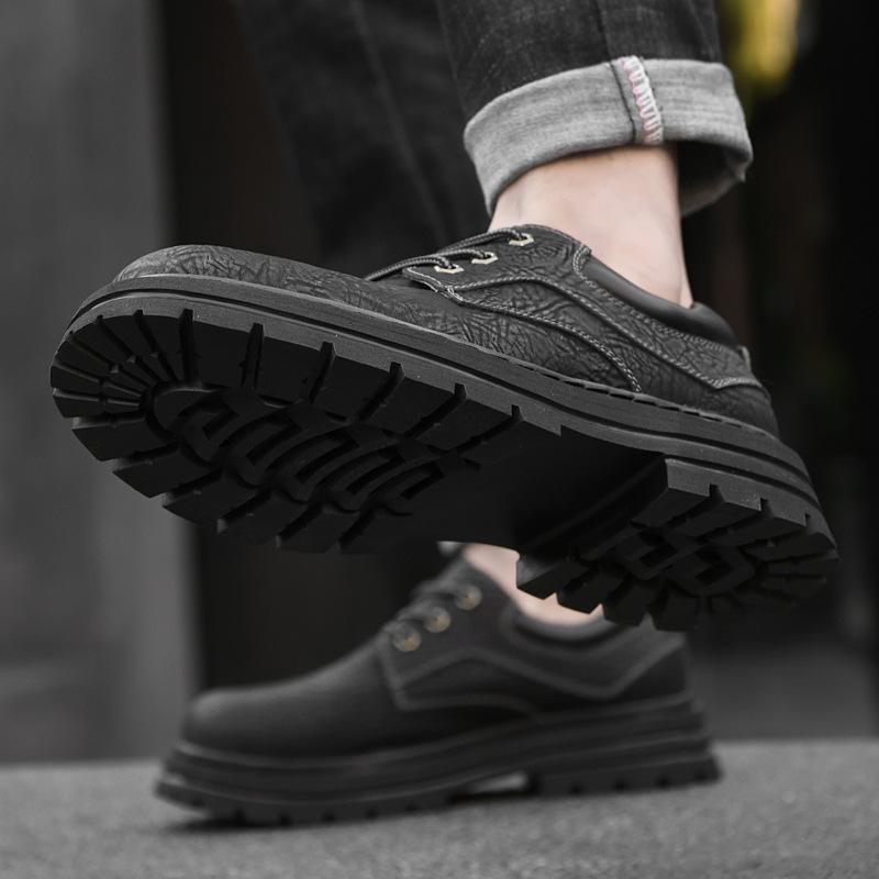 Herrenschuhe Herbst Neue Freizeitschuhe aus echtem Leder Cargo Board Schuhe im britischen Stil Retro Low Top