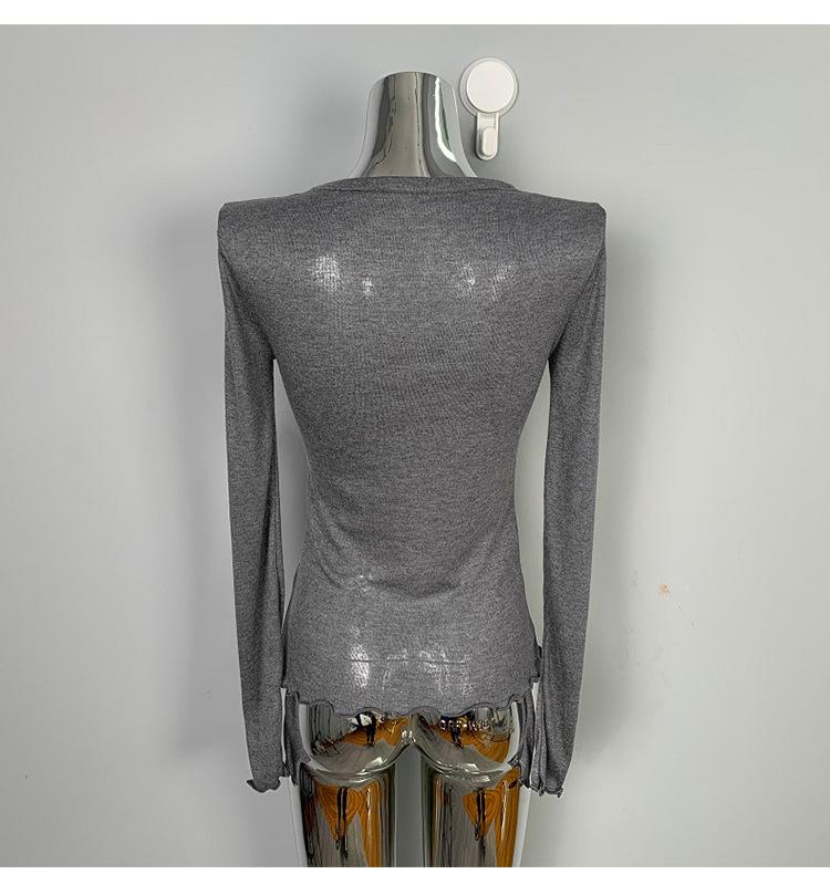 Korean Dongdaemun Sheer Slimming Long Sleeve Top for Women