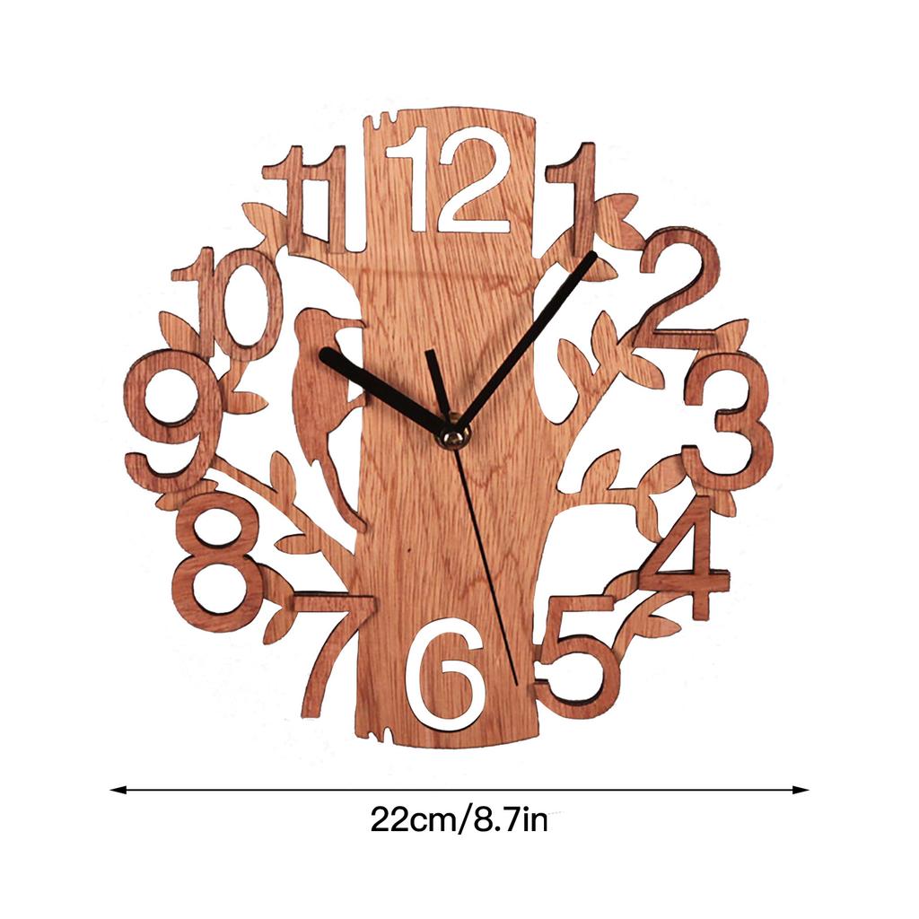 Wooden Wall Clock 8.7in Diameter White Double Layer Ultra Quiet Silent Wall Clock