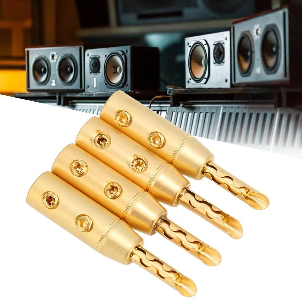 4PCS Double Screw Speaker Wire Connectors Open Screw Banana Plugs  For Audio Video Receiver