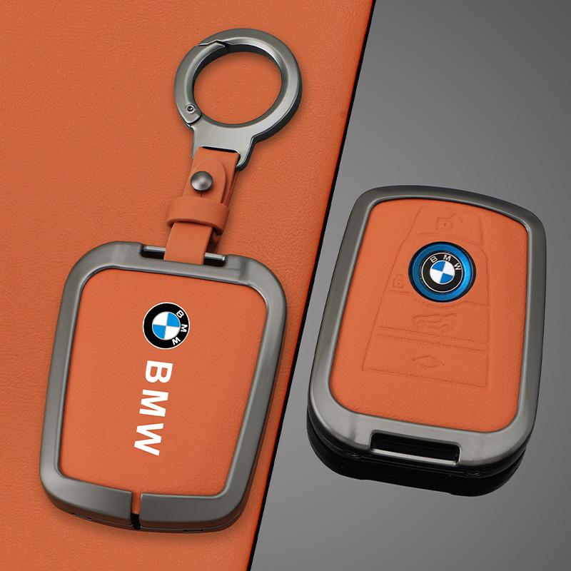 Hot 2025 Orange Leather Zinc Alloy Car Remote Key Case For BMW I3 I8 Series 2014 2015 2016 2017 2018 Protection Keychain Accesso