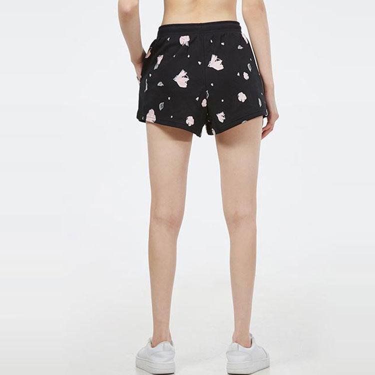 Puma Floral Embroidered Logo Drawstring Mid Waist Loose Print Shorts Women bottoms Black 532045-01