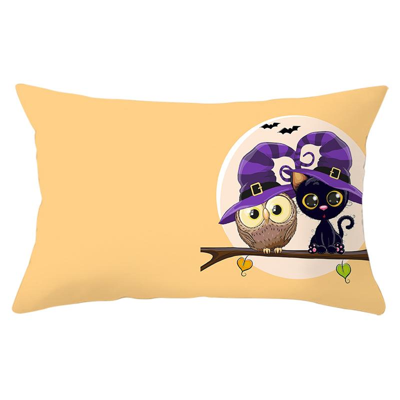 Halloween Cartoon Print Series Peach Skin Waist Pillow Cover Sofa Cushion Cover