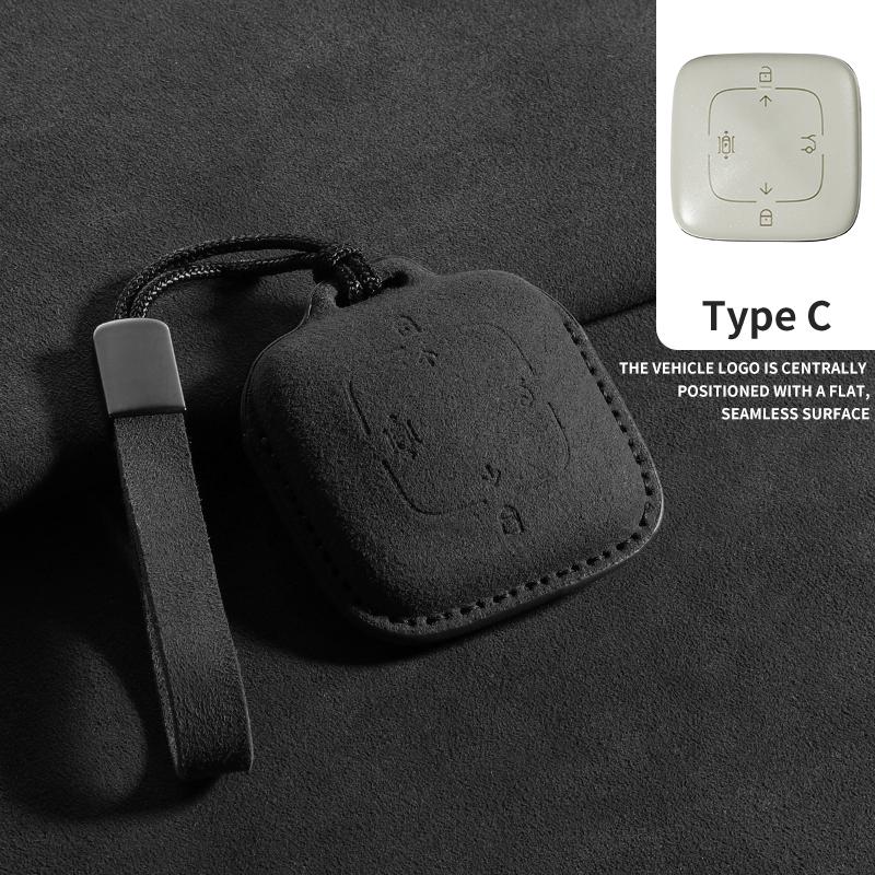 4 Buttons Suede Leather Car Key Case Cover For ZEEKR X 001 007 009 7X MIX Anti-Scratch Auto Keychain Protector Shell Accessories