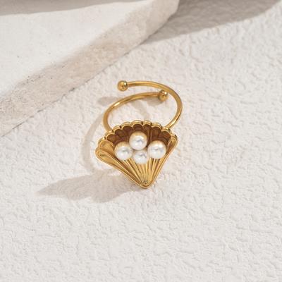 2025 New Ocean Style Women's Feet Simple Shell Inlaid Pearl Design Open Foot Ring Women's Versatile