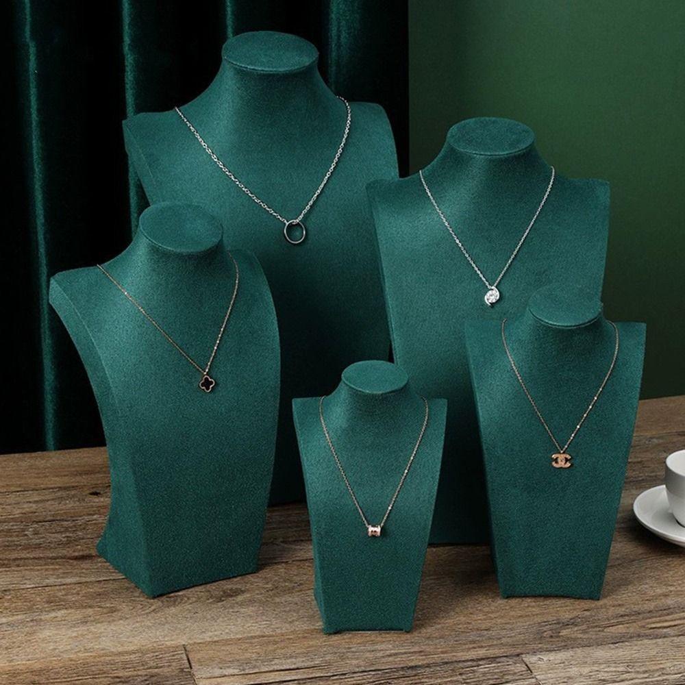Mannequin Bust Necklaces Easel Showcase Velvet Jewelry Display Necklace Earrings Rings Pendant