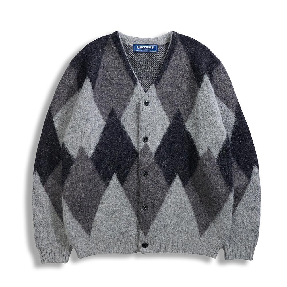 Guernsey Woollens Alpaca Argyle Cardigan - Black