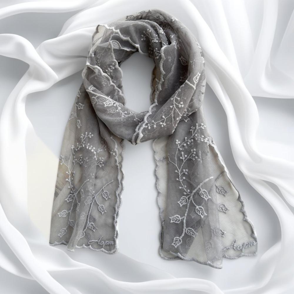 

Ретро Женский Кружевной Шарф Элегантная Шелковая Повязка на Голову Повседневный Женский Головной Платок серый