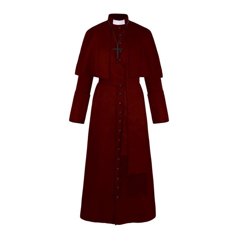Costume da prete in tinta unita Costume da prete di Halloween Costume cosplay retrò medievale