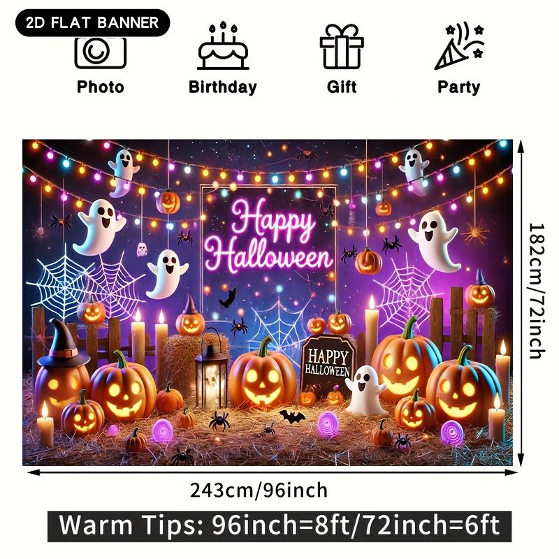 1pc Halloween background banner, terrifying pumpkin design, Christmas and universal holiday decorations