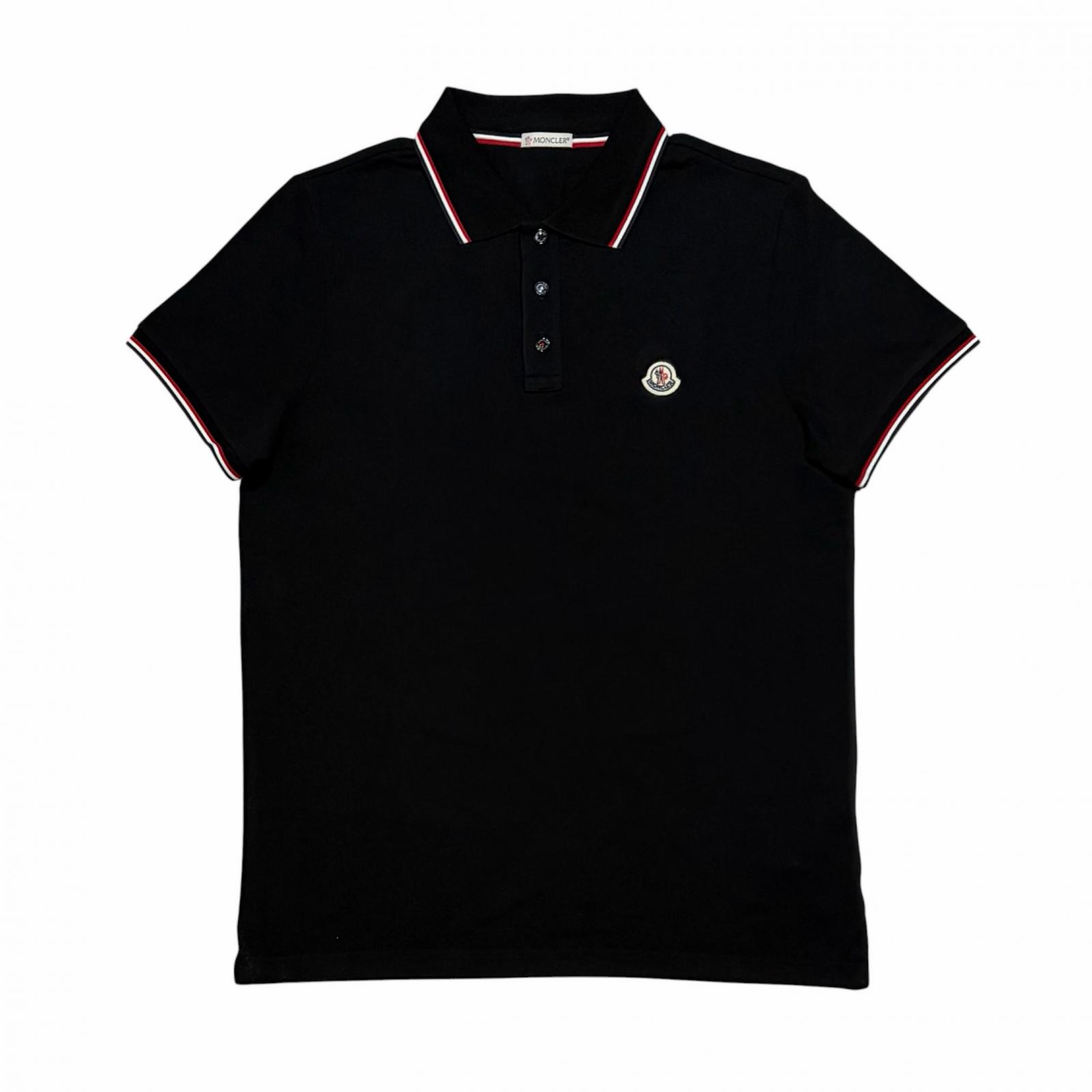

Б/у Поло MONCLER черное мужское