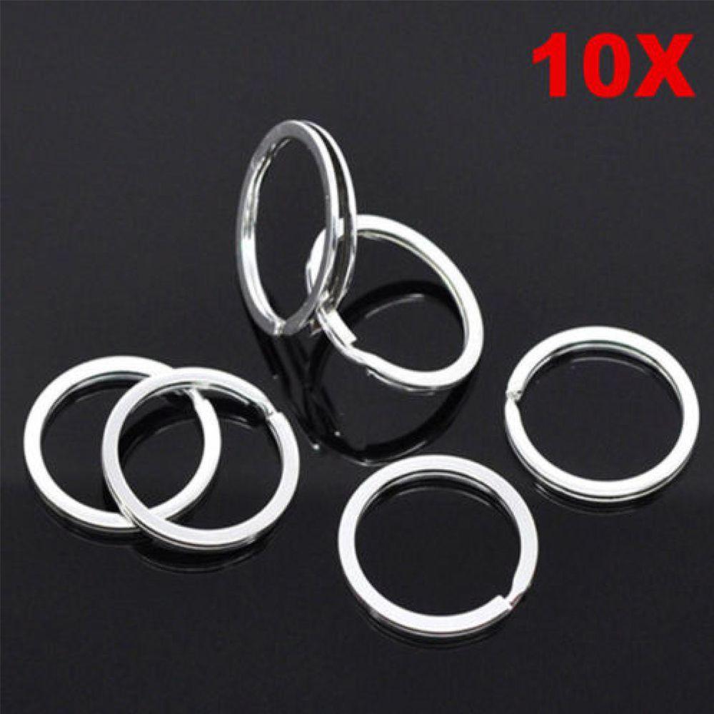 10Pcs/Pack 25/28/30/32mm Clasps Connectors Keychain Chain Loop Split Key Ring Stainless Steel
