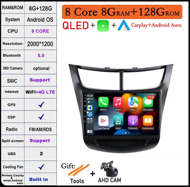 9'' For Chevrolet Sail Aveo 2015 - 2019 Android 14 Car Radio Carplay GPS Navigation Video Stereo Multimedia Player 5G Wifi