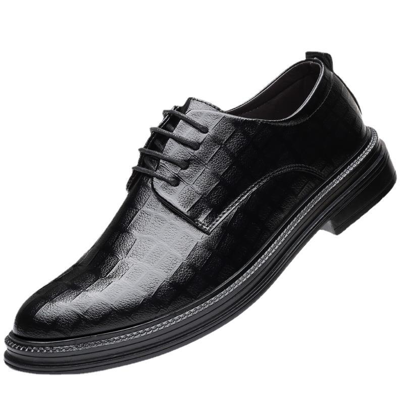 Fashion Men's Summer Business Dress Black Casual Interior Height Increasing Wedding Suit Breathable British Groom Men's Shoes