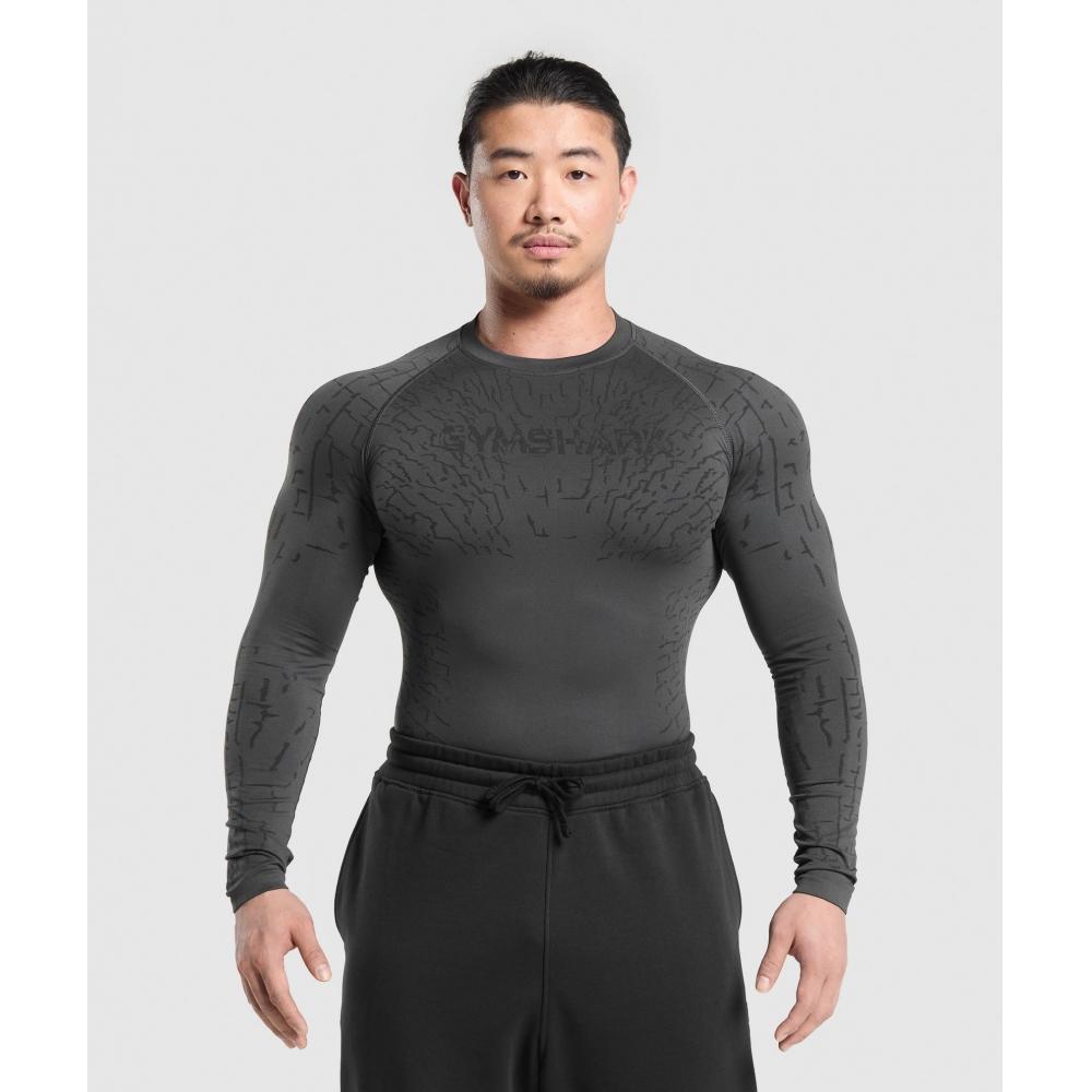 

Gymshark TecTonic Long Sleeve T shirT asphalT Grey Black A1b1q gcwT XS