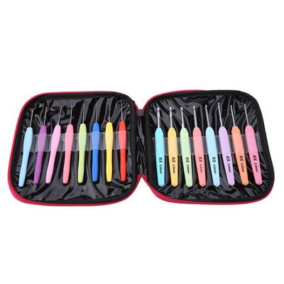 Set de 16 bucăți de croșetat multicolore Kit de cârlige de tricotat din aluminiu cu mâner moale