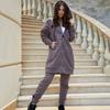 Women's Fashion Two-piece Solid Color Long-sleeved Sweatshirt Trousers Casual Set