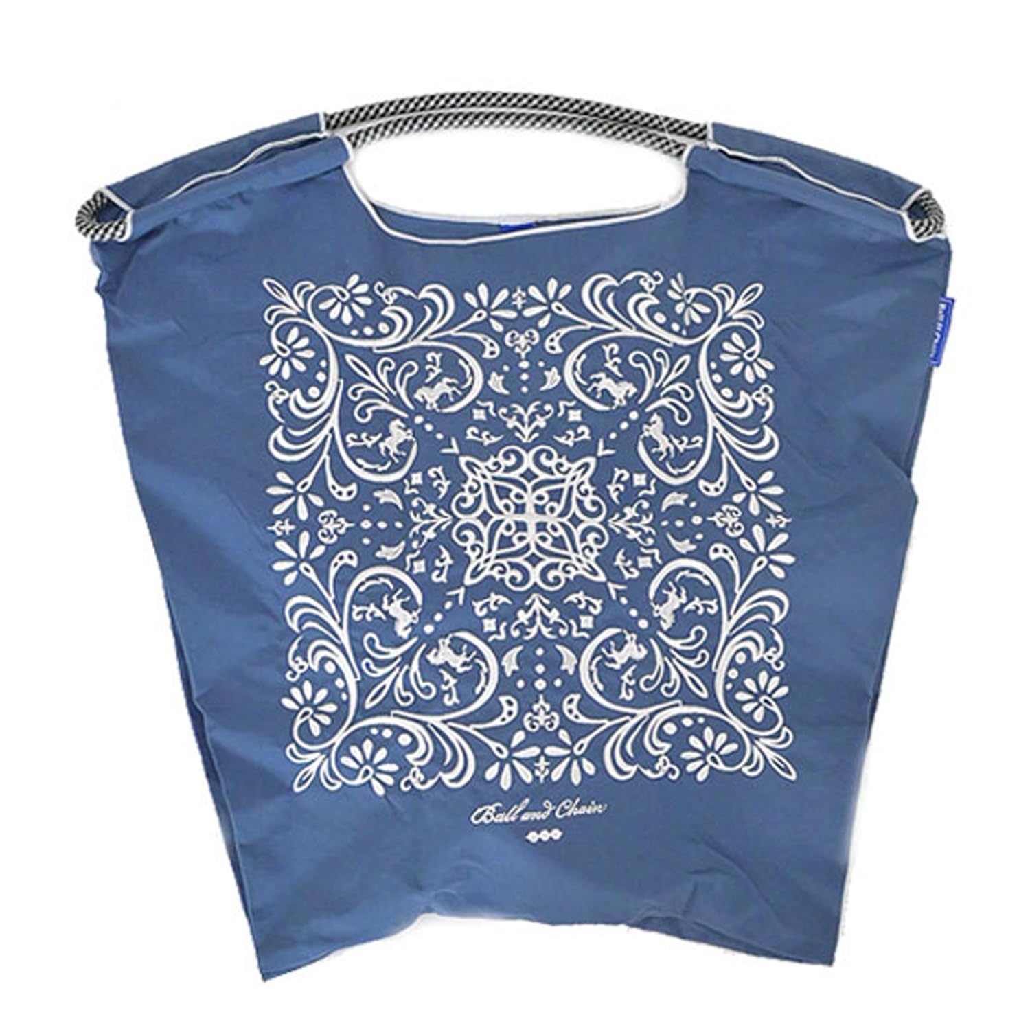 

М яч і ланцюг. Оригінальний продукт M Size Horse Damask Damask Pattern Black Shopping Bag Eco Bag DAMUSK NAVY 301025 [м яч і ланцюг] D.HORSE Темно-синій