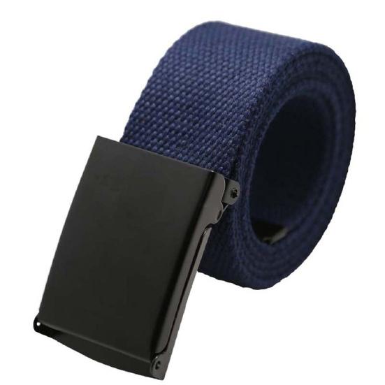Unisex Casual Solid Color Webbing Canvas Waist Belt Automatic Buckle Waistband