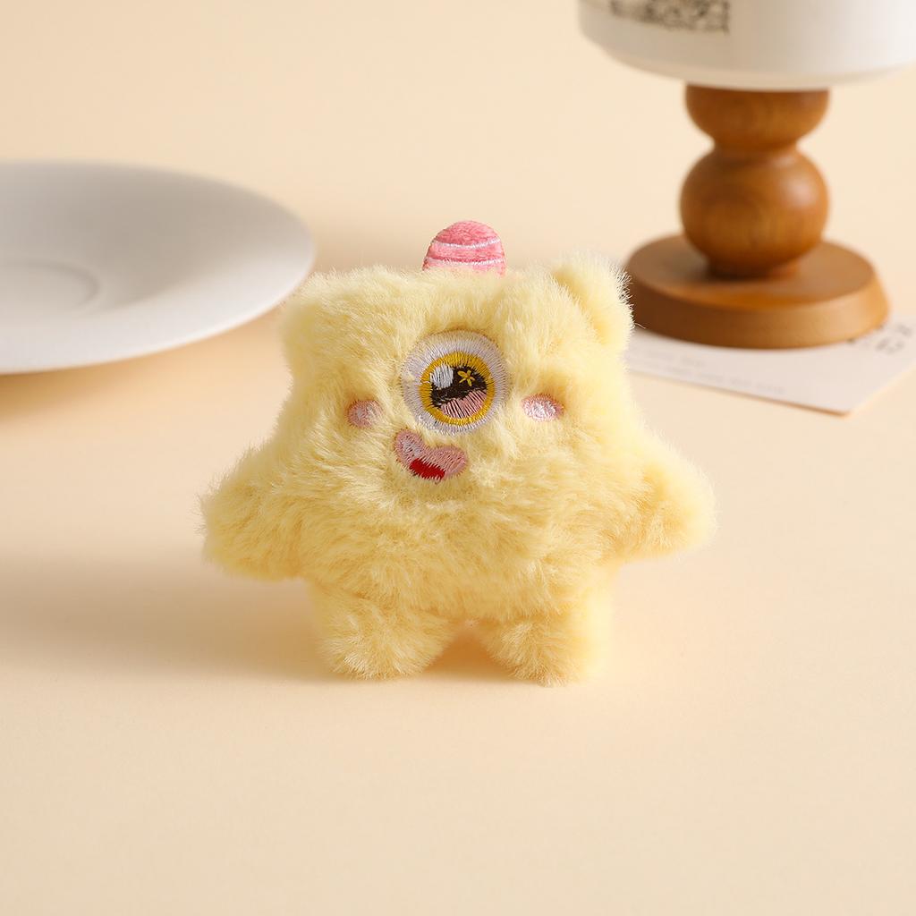 Cute plush doll one-eyed little monster three-eyed cute monster book bag key pendant doll brooch jewelry