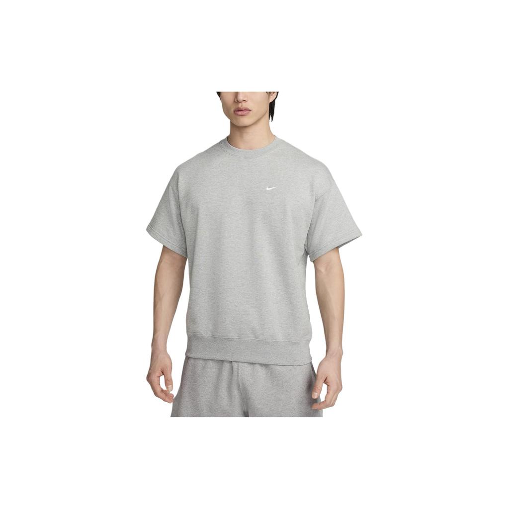 Nike Swoosh Solid Color Crew Neck Casual Pullover Loose Fit Short Sleeve T-Shirt Men Tops Gray DX0881-063