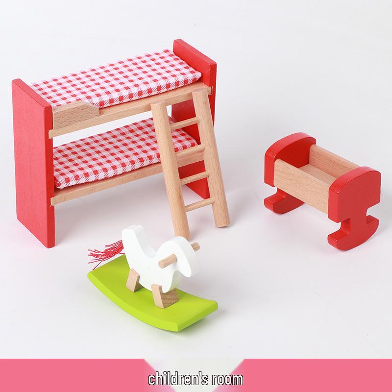 Children's Educational Multi-Functional Wooden Building Blocks Set for Pretend Play and Mini Furniture