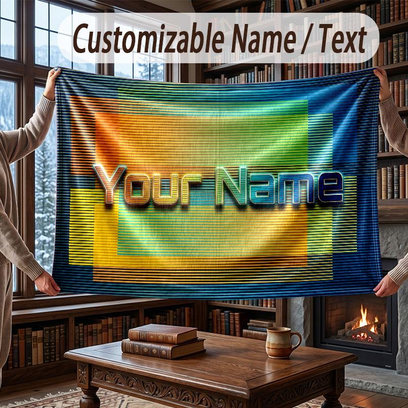 Decorative Artwork Theme Throw Blanket Custom Name Text Personalized Blanket Soft Cozy Blanket for Home Sofa Bed