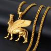 Anniyo Ashur Pendant Necklaces for Women Men Lama,Lamma,Winged Bull Lamassu is an Assyrian Protective Deity Jewelry #330806