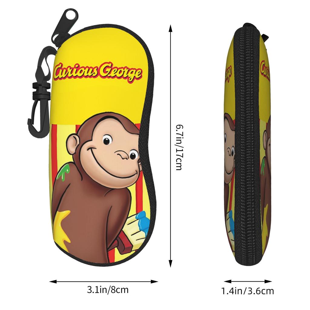 Lovely Curious George African monkey Anime Glasses Case Waterproof Box Sunglasses Storage Box Anti-Pressure Glasses Box