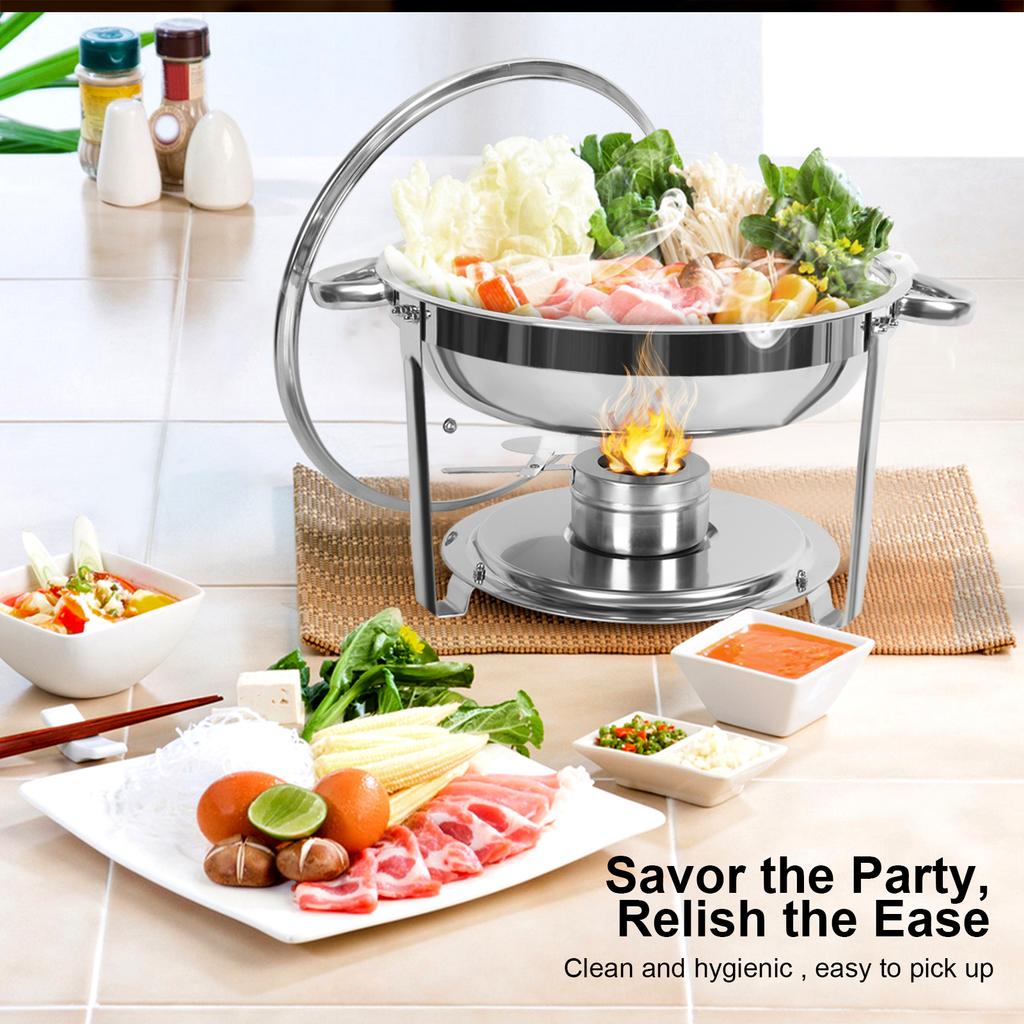 5.5L Chafing Dishes Buffet Set Chafers For Catering Round Chafing Dish Buffet Set With Lids Chafers Buffet Warmers Stove Picnic