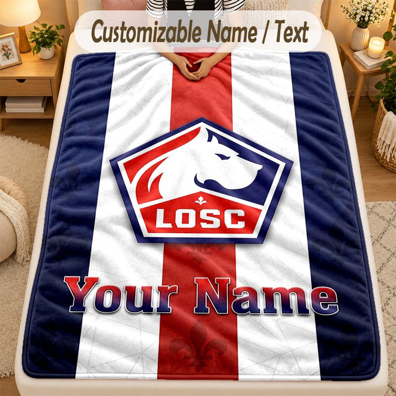 Flannel BlanketLOSC Lille Custom Name Text Personalized Soft Warm Throw Blanket Home Decor Gift