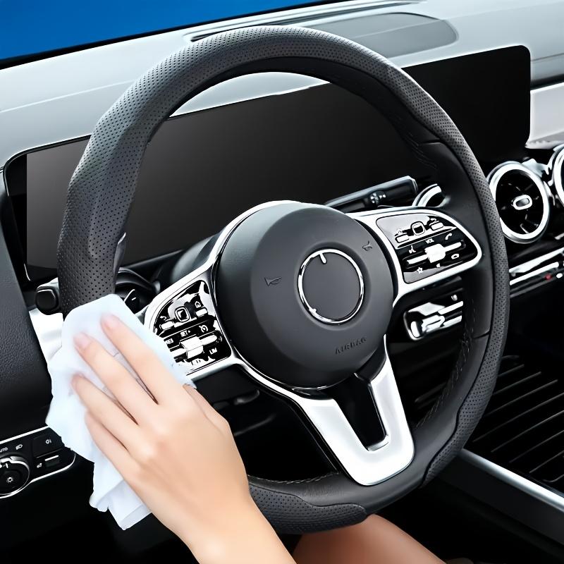 Nappa Ultra-Dünne Schweißabsorbierende PU-Leder Lenkradabdeckung - Anti-Rutsch, Auto-Lenkradabdeckung, Perforierte PU-Nappa-PU-Leder Kartenhalter