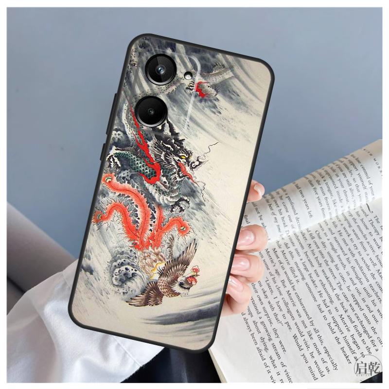 Chinese Dragon Case For Realme C55 C67 C53 C51 C35 C33 C31 C30 C25s C21Y GT Neo 5 GT5 9 10 11 12 Pro Plus