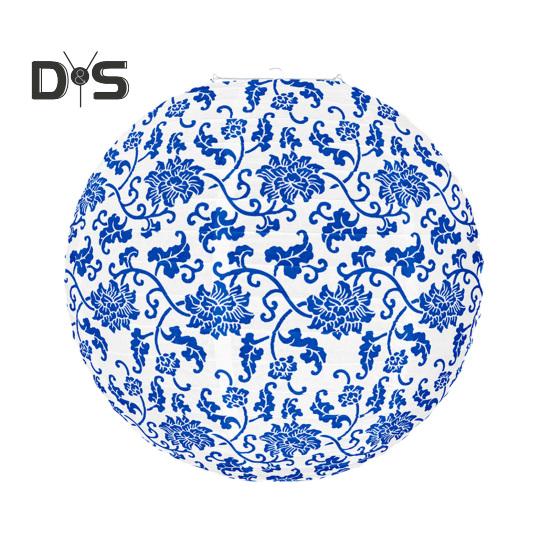Felinar de Hârtie Chinoiserie Stil Chinezesc Model Albastru Felinare Agățate Decorare Felinar Rotund pentru Zi de Naștere Nuntă Petrecere Acasă Baby Shower